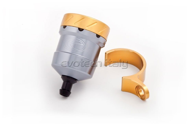 Afbeeldingen van Remvloeistofpotje aluminium 15ml Evotech titanium/goud