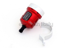 Afbeeldingen van Remvloeistofpotje aluminium met kijkglas 15ml Evotech rood/zilver