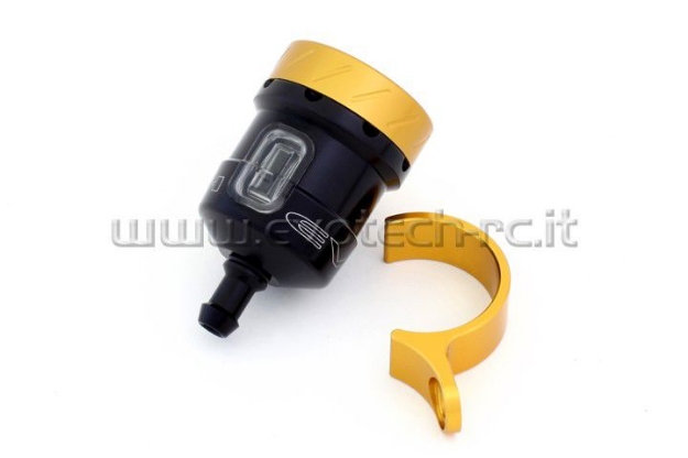 Afbeeldingen van Remvloeistofpotje aluminium met kijkglas 15ml Evotech zwart/goud