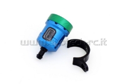 Afbeeldingen van Remvloeistofpotje aluminium met kijkglas 15ml Evotech blauw/groen