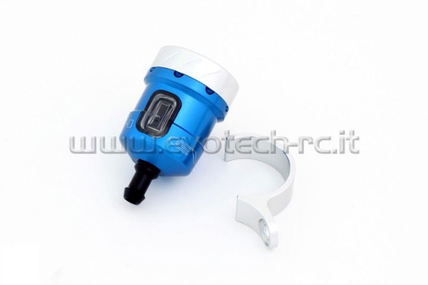 Afbeeldingen van Remvloeistofpotje aluminium met kijkglas 15ml Evotech blauw/zilver