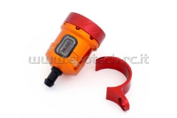 Afbeeldingen van Remvloeistofpotje aluminium met kijkglas 15ml Evotech oranje/rood