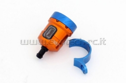 Afbeeldingen van Remvloeistofpotje aluminium met kijkglas 15ml Evotech oranje/blauw