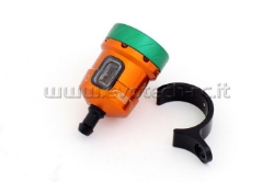 Afbeeldingen van Remvloeistofpotje aluminium met kijkglas 15ml Evotech oranje/groen