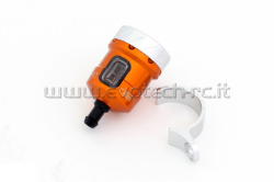 Afbeeldingen van Remvloeistofpotje aluminium met kijkglas 15ml Evotech oranje/zilver