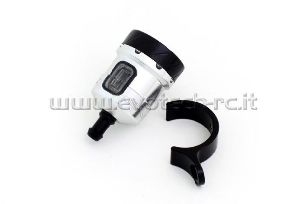 Afbeeldingen van Remvloeistofpotje aluminium met kijkglas 15ml Evotech zilver/zwart