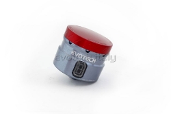 Afbeeldingen van Remvloeistofpotje groot 30ml met rechte uitgang Evotech titanium/rood