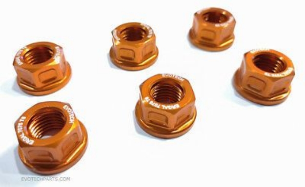 Afbeeldingen van tandwielmoer aluminium Evotech TB-036-oranje