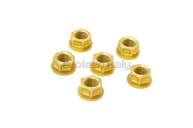 Afbeeldingen van Tandwielmoer aluminium Evotech TBK6-036 -goud