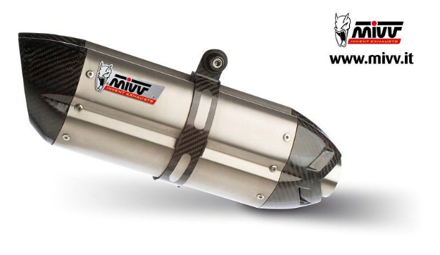 Afbeeldingen van MIVV Power Steel compleet RVS systeem met Suono RVS dempers Yamaha R1 '07-'08