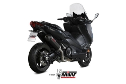 Afbeeldingen van MIVV systeem met Oval Black RVS demper en carbon cap Yamaha T-MAX 530 / 560