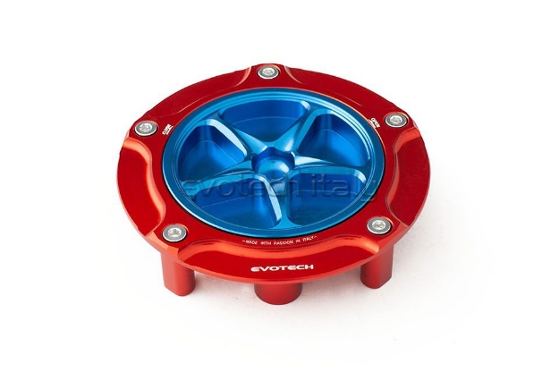 Afbeeldingen van Tankdop Evotech met schroefdop Honda (diverse modellen) rood/blauw