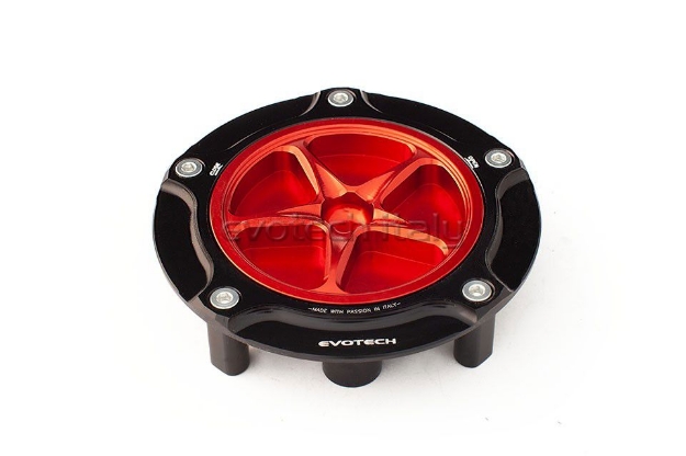 Afbeeldingen van Tankdop Evotech met schroefdop Honda (diverse modellen) zwart/rood