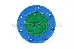 Afbeeldingen van Tankdop Evotech met schroefdop Honda (diverse modellen) blauw/groen