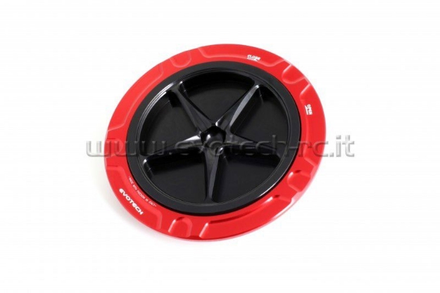 Afbeeldingen van Tankdop met schroefdop van Evotech voor Aprilia / Ducati / MV Agusta rood/zwart