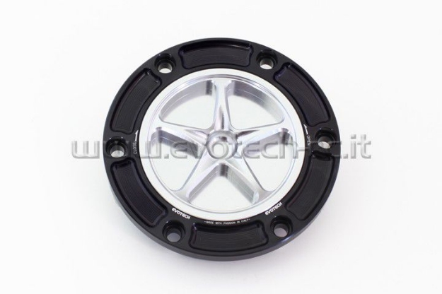 Afbeeldingen van Tankdop met schroefdop Evotech diverse Aprilia / KTM / MV Agusta / Triumph (ATB2) zwart/zilver