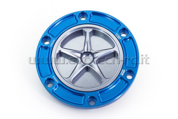 Afbeeldingen van Tankdop met schroefdop Evotech diverse Aprilia / KTM / MV Agusta / Triumph (ATB2) blauw/titanium