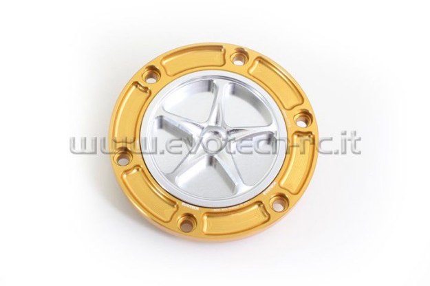 Afbeeldingen van Tankdop met schroefdop Evotech diverse Aprilia / KTM / MV Agusta / Triumph (ATB2) goud/zilver
