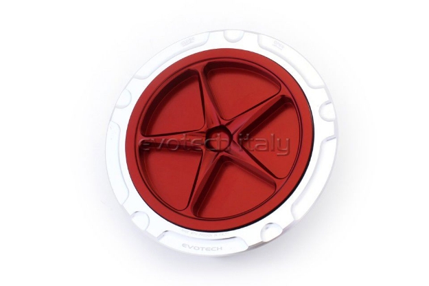 Afbeeldingen van Tankdop met schroefdop Evotech BMW R Nine T/ 1200 Scrambler '14- zilver/rood