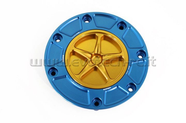 Afbeeldingen van Tankdop met schroefdop Evotech Honda blauw/goud