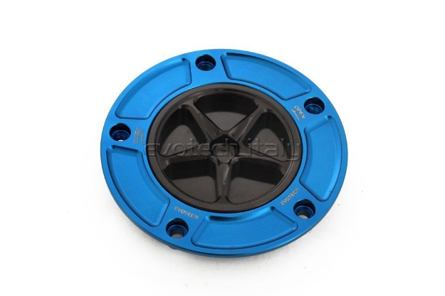 Afbeeldingen van Tankdop met schroefdop Evotech diverse Kawasaki modellen blauw/zwart