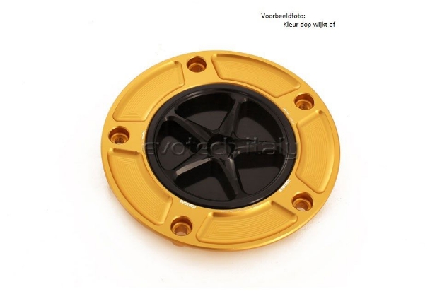 Afbeeldingen van Tankdop met schroefdop Evotech diverse Kawasaki modellen goud/matzwart