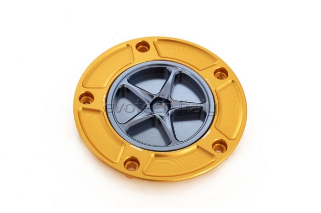 Afbeeldingen van Tankdop met schroefdop Evotech diverse Kawasaki modellen goud/titanium