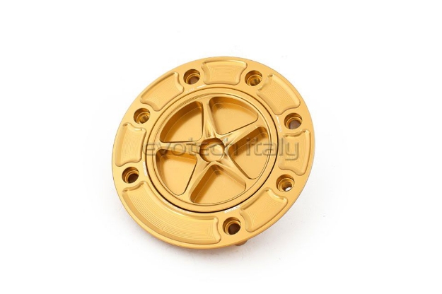 Afbeeldingen van Tankdop met schroefdop Evotech Suzuki 7 bouten (SU1) goud/goud
