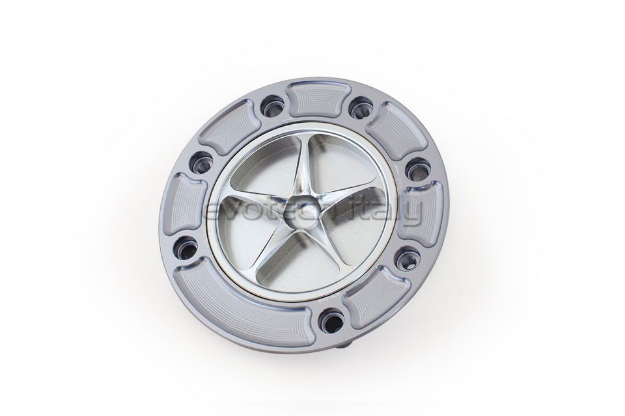 Afbeeldingen van Tankdop met schroefdop Evotech Suzuki 7 bouten (SU1) titanium/zilver