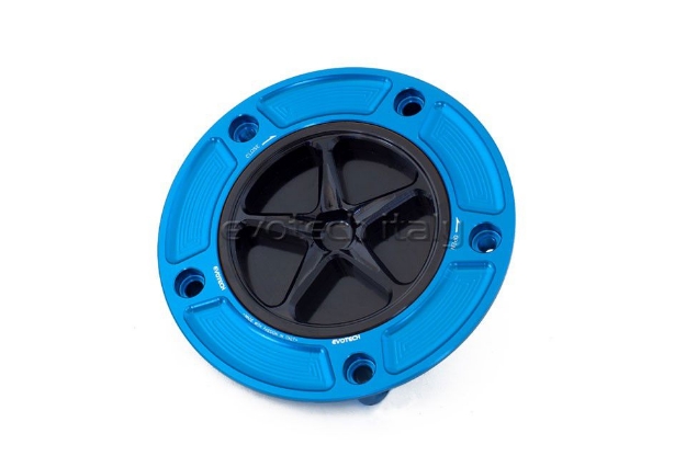 Afbeeldingen van Tankdop met schroefdop Evotech Suzuki 5 bouten (SU2) blauw/zwart