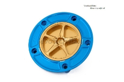 Afbeeldingen van Tankdop met schroefdop Evotech Suzuki 5 bouten (SU2) blauw/oranje