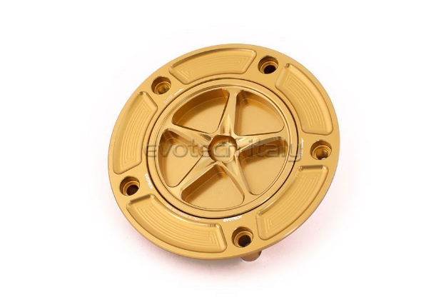 Afbeeldingen van Tankdop met schroefdop Evotech Suzuki 5 bouten (SU2) goud/goud