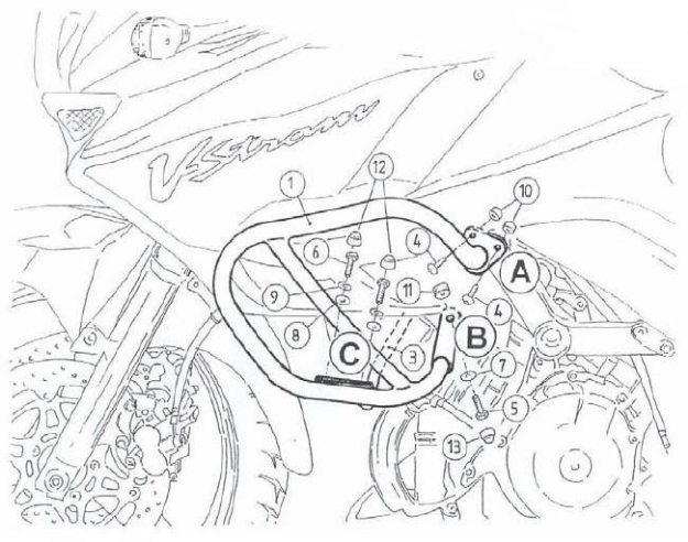 Afbeeldingen van Valbeugel zwart Hepco&Becker voor Suzuki DL1000 V-STROM '02-07