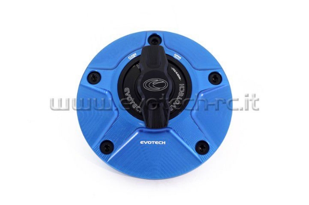 Afbeeldingen van Tankdop met snelsluiter van Evotech voor diverse Kawasaki modellen blauw/zwart