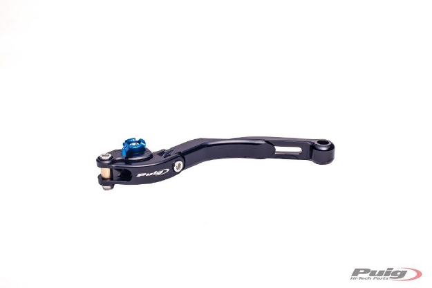 Afbeeldingen van Koppelingshendel Puig opklapbaar/ uitschuifbaar zwart/blauw/zwart