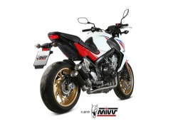 Afbeeldingen van MIVV RVS systeem met MK3 Black RVS dubbel demper Honda CB650F '14-18