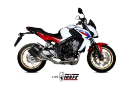 Afbeeldingen van MIVV RVS systeem met MK3 carbon dubbel demper Honda CB650F '14-18