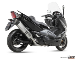 Afbeeldingen van MIVV compleet systeem met Speed Edge black steel RVS demper Yamaha T-MAX 500 '08-'11