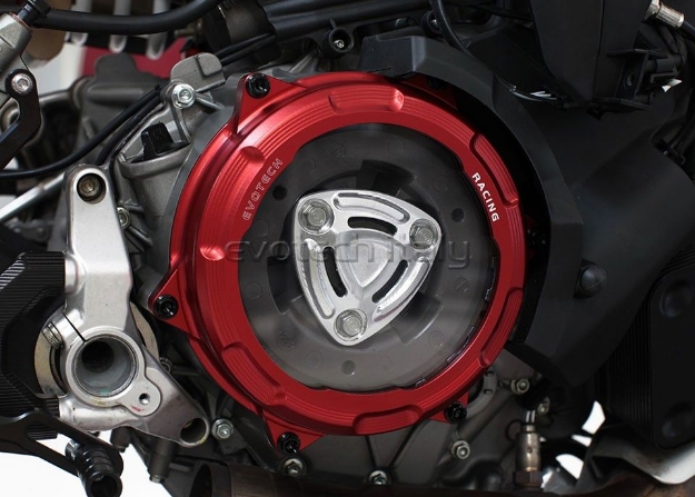 Afbeeldingen van Koppeling deksel met kijkglas aluminium Evotech voor Ducati Panigale 959/1199/1299