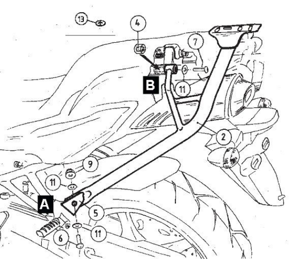 Afbeeldingen van Topdrager zwart Easyrack Hepco&Becker Yamaha FZ6 '04-'06