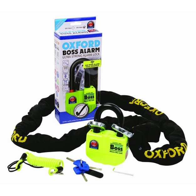Afbeeldingen van Kettingslot 1,5m met Chainlock model BIG BOSS Alarm (4* ART) - Oxford