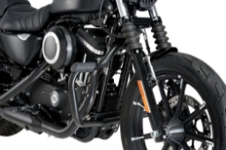 Afbeeldingen van Valbeugel model Mustache zwart Custom Acces diverse Harley Davidson Sportster modellen