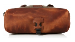 Afbeeldingen van Vintage zadeltas links bruin met universele afstandhouders Custom Acces - 8 ltr