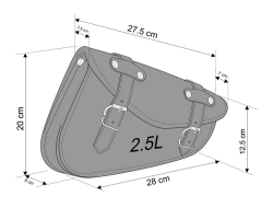 Afbeeldingen van Detroit zadeltas zwart links Custom Acces - 2,5 ltr
