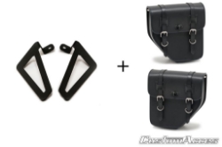 Afbeeldingen van Ibiza zadeltassen set met metale plaat zwart met universele afstandhouders Custom Acces - 11 ltr