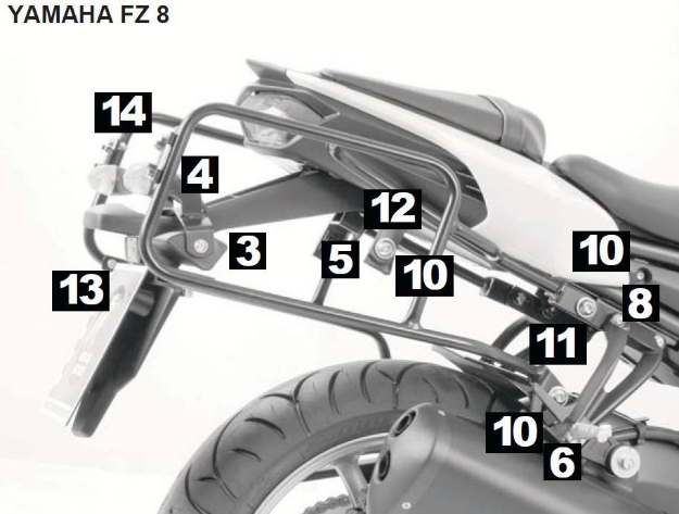 Afbeeldingen van kofferrek zwart Hepco & Becker Lock-it Yamaha FZ8 Fazer '10-