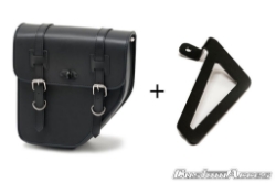 Afbeeldingen van Ibiza zadeltas met metale plaat zwart links met universele afstandhouders Custom Acces - 11 ltr