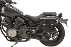 Afbeeldingen van Ibiza zadeltas met metale plaat zwart links met universele afstandhouders Custom Acces - 11 ltr