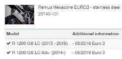 Afbeeldingen van Remus Hexacone EURO3 BMW R1200GS LC '13-'16/ Adventure '14-- stainless steel Wunderlich