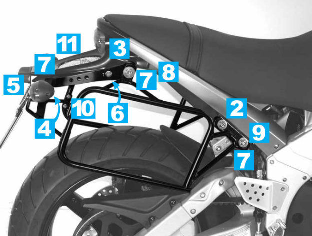 Afbeeldingen van Kofferrek zwart Lock-it Hepco & Becker Buell Lightning XB 9 SX / XB 12 S / Lightning Low XB 12 SCG